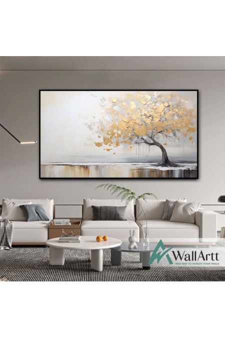 Tree with Gold Leaves 3d Heavy Textured Partial Oil Painting